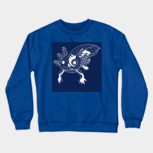 magical kawaii cartoon doodle of axolotl ajolote in mexican stream art Crewneck Sweatshirt